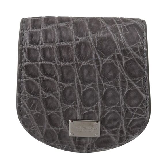 Dolce & Gabbana Gray Exotic Skin Condom Case Holder Pocket Men's Wallet